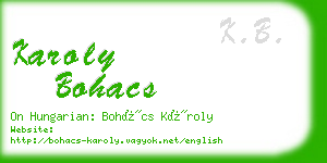 karoly bohacs business card